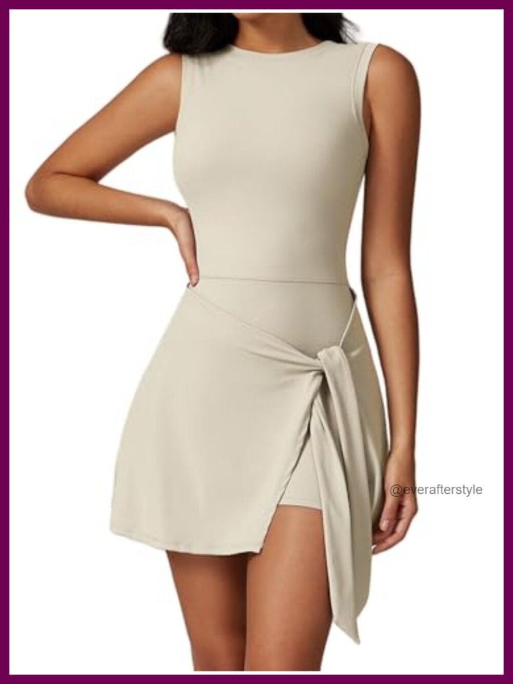 High Neck Sleeveless Tennis Dress Wrap Skirt Built in Shorts Athletic Romper